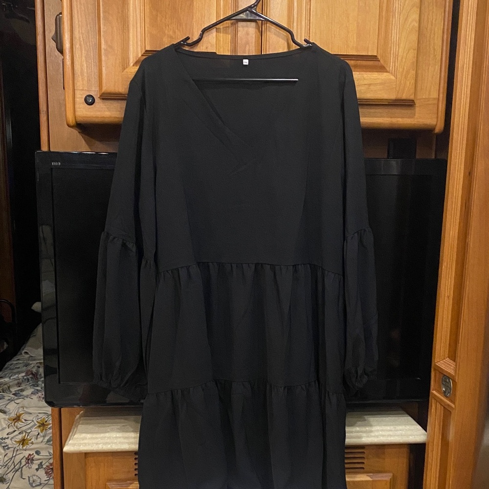 Nice Tiered Black Women's Dress. Great with Boots!!